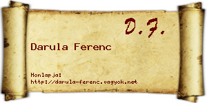 Darula Ferenc névjegykártya